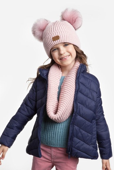 Kids set - hat with two pompoms and scarf
