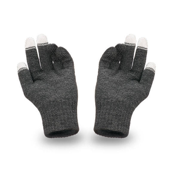 Men's gloves, dark grey melange