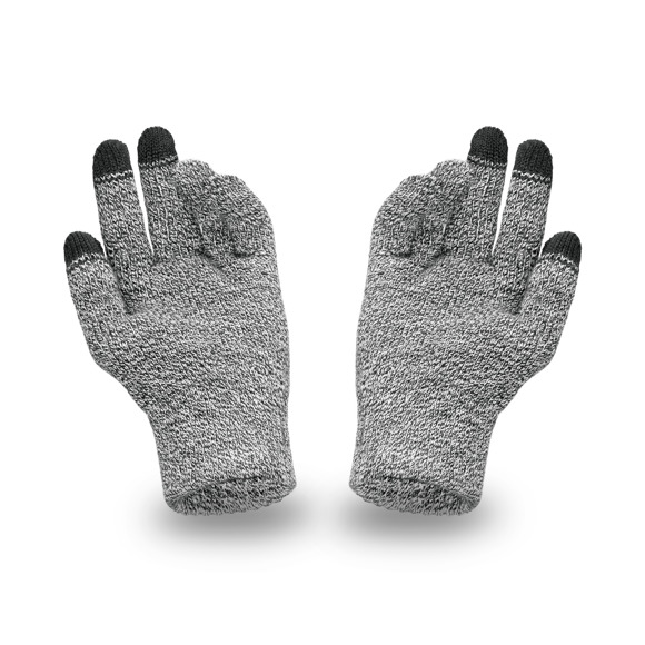 Men's gloves, light grey melange