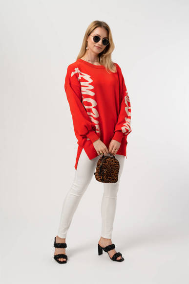 Red women's oversized sweater - amour