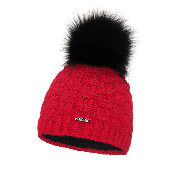 Warm women’s winter hat with pompom