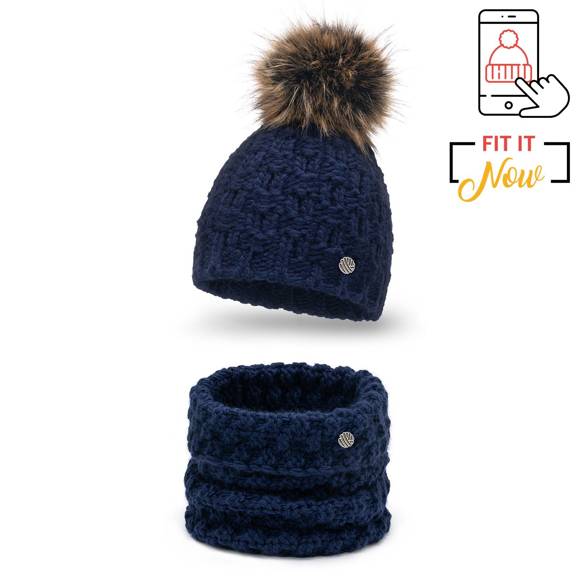 Women's set for winter - hat with pompom and scarf